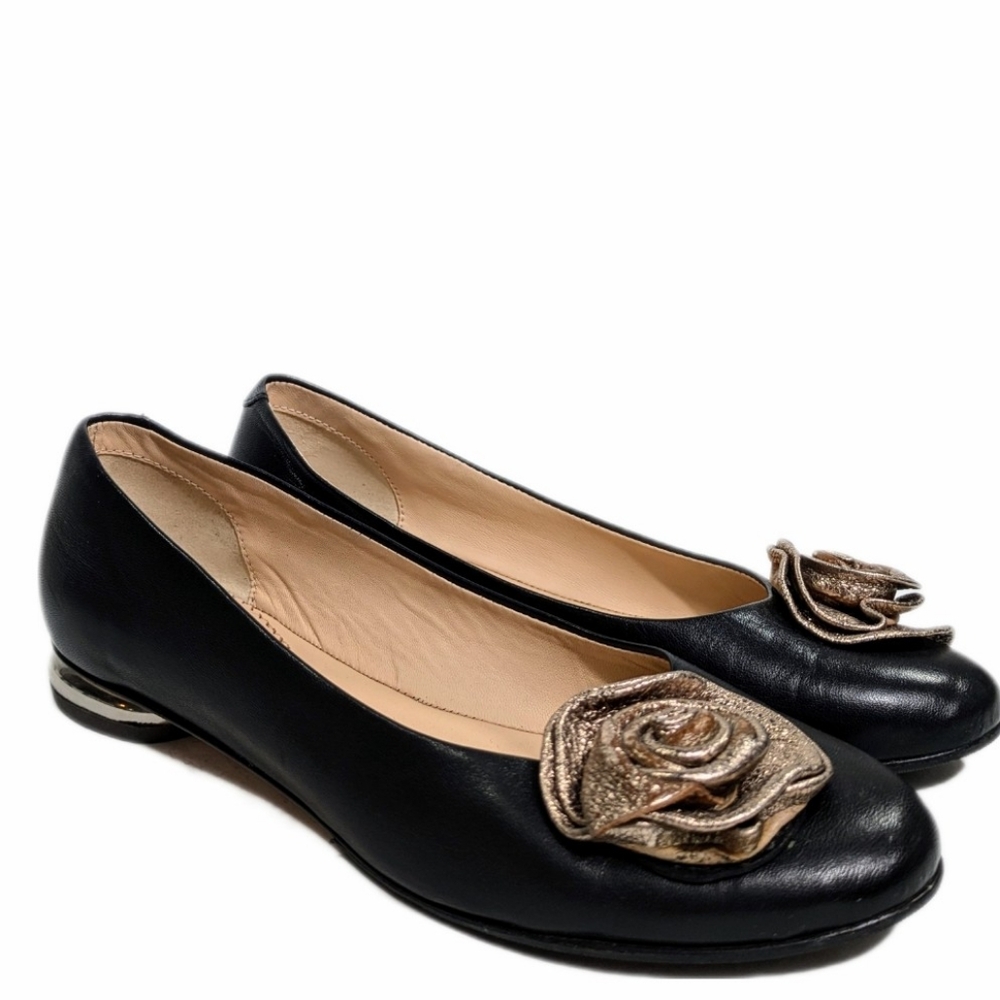 Napoleoni Italian Leather ballet flats with Flower Bow Sz 6.5